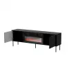 Mueble TV Cama Meble CORTINA 180x40x60 cm negro con chimenea negra