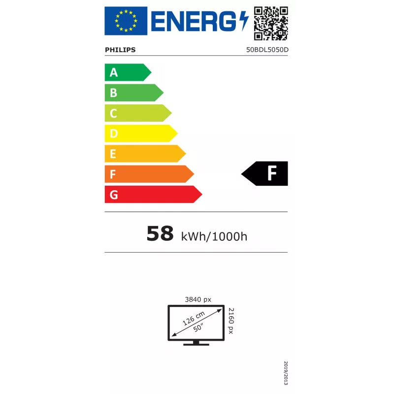 Philips 5000 Series 50BDL5050D/00 pantalla de señalización, 127 cm (50 pulgadas), 4K UHD, Wi-Fi, 600 cd/m2, negro, Android