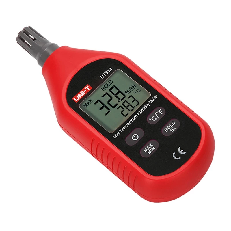 Medidor mini de temperatura y humedad UT333 — termohigrómetro portátil para medición de temperatura y humedad relativa