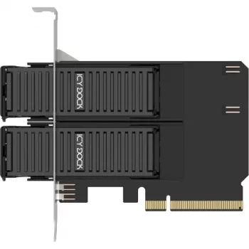 Tarjeta adaptadora PCIe icybox MB312M4P-B — 2× M.2 NVMe a PCIe 4.0 x8 (bifurcación)