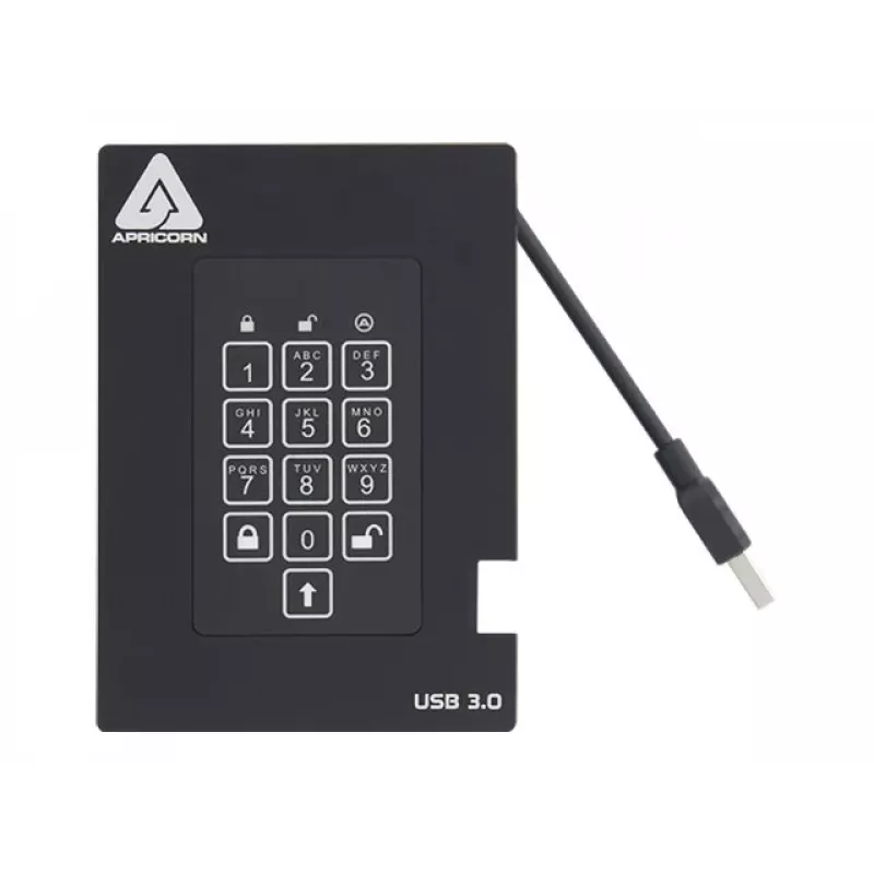 Apricorn SSD externo 2,5 1TB Aegis Padlock Fortress USB 3.0 256-bit AES-XTS, FIPS 140-2 Lvl2, 4user (A25-3PL256-S1000F)