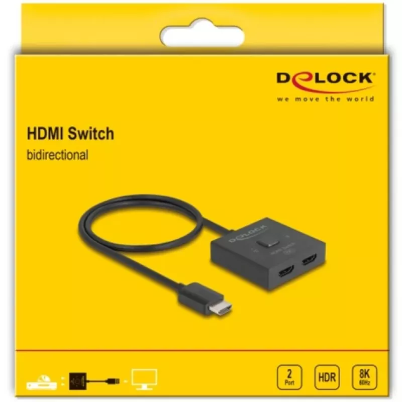 Switch HDMI DeLOCK 18901 144Hz negro plástico 55x55x15mm