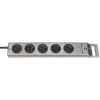 Brennenstuhl 1153340115 Regleta de enchufes Super-Solid Line 5 tomas 2,5 m H05VV-F 3G1,5, Plata (1153340115)