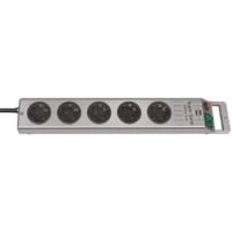 Brennenstuhl 1153340115 Regleta de enchufes Super-Solid Line 5 tomas 2,5 m H05VV-F 3G1,5, Plata (1153340115)