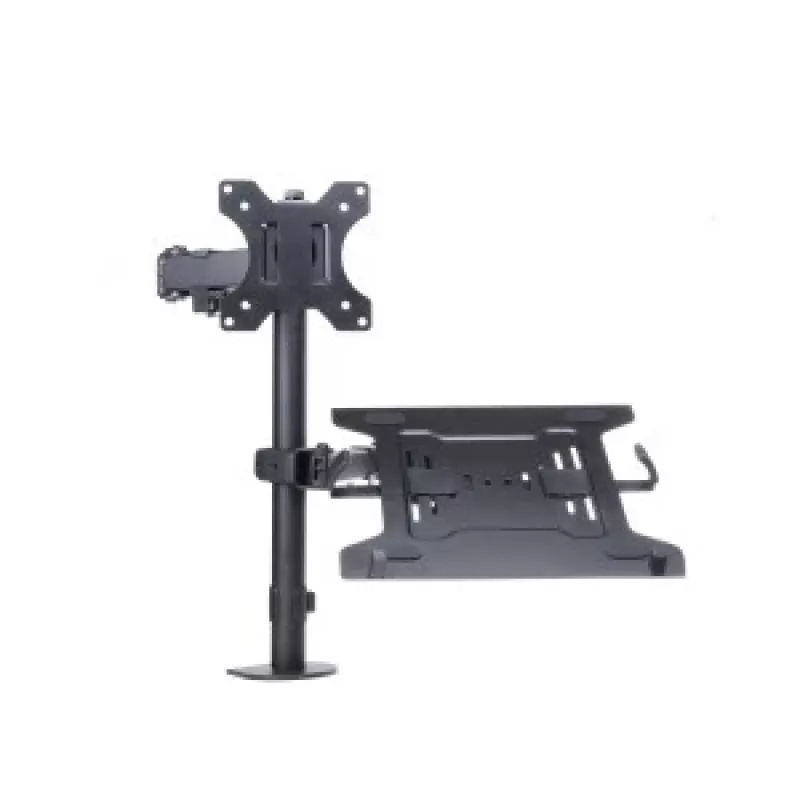Soporte de escritorio ART L-24 para monitor LED/LCD de 13-32" + portátil de 10-15,6", VESA 75x75/100x100, negro