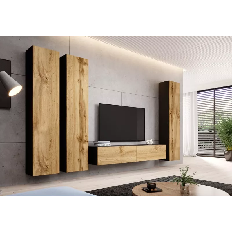 Armario cerrado Cama VIGO '180' 180/40/30 negro/roble Wotan