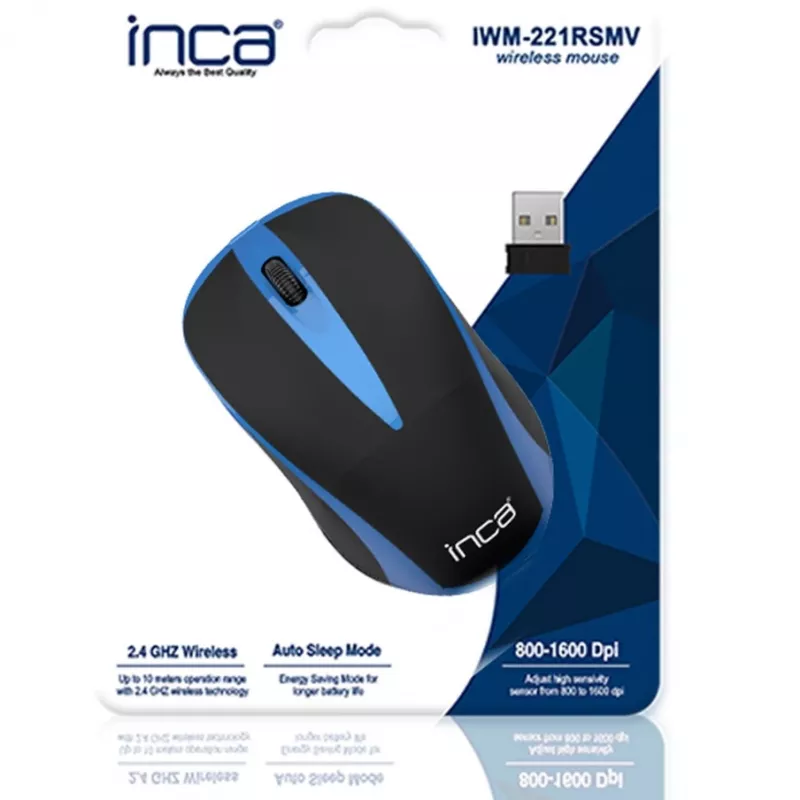 Cian Technology GmbH INCA ratón IWM-221RSMV Nano-USB inalámbrico 1000 DPI BL/SW retail - ratón