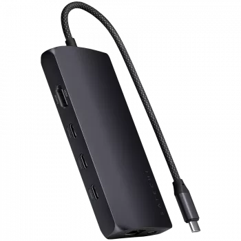 Adaptador multipuerto USB-C Satechi ST-P8KED — 6 conexiones, compatible con resolución 8K