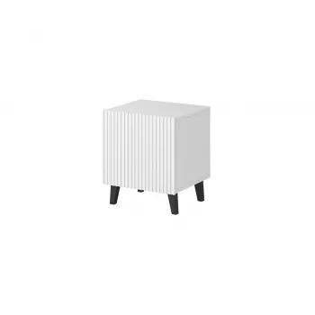 Mesita de noche cama meble PAFOS 2 uds., 45x40x51 cm, blanco mate, MDF/aglomerado, grosor de marco 16 mm