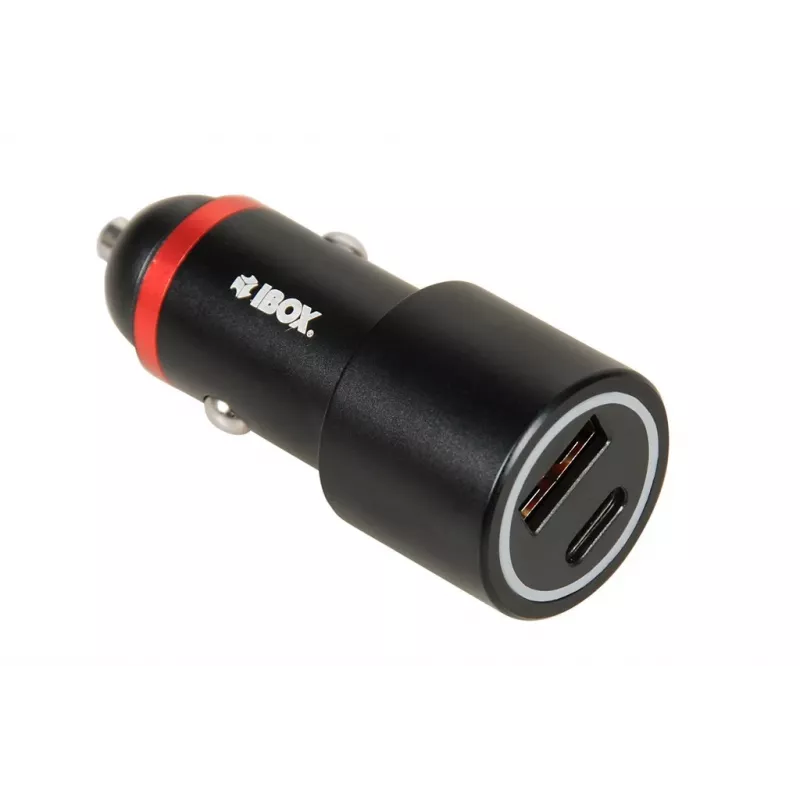 Cargador iBox ICC20 para dispositivos móviles smartphone, smartwatch, tablet negro mechero de coche carga rápida coche