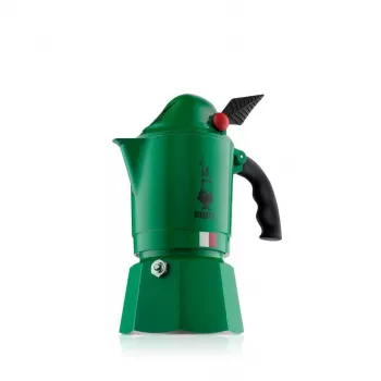 Cafetera moka BIALETTI Moka BREAK ALPINA — 3 tazas, verde, aluminio, asa de baquelita
