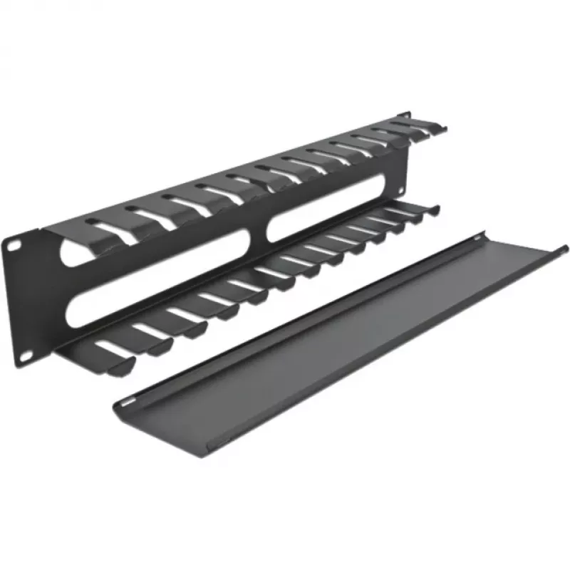 DeLOCK - Placa de guiado de cables para armario eléctrico - Negro - 2U - 48,3 cm (19) (66553)