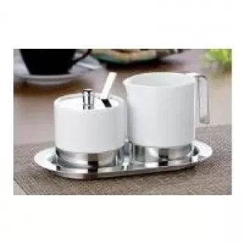 Juego de azúcar y leche Esmeyer Adam 302-024, servicio de porcelana de 5 piezas