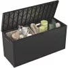 Caja de almacenamiento exterior Keter 249722 270 L, resistente a la intemperie, grafito, rectangular 1180×440×580 mm