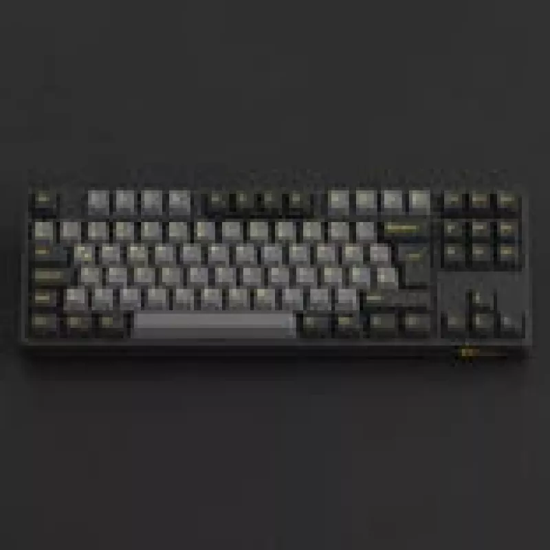 Teclado mecánico gaming AKKO Negro y Oro 5087S, interruptores Akko V3 Cream Yellow Pro, iluminación RGB