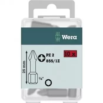 Wera 855/1 Z punta Pozidriv PZ 2, D 6.3, 10 uds.
