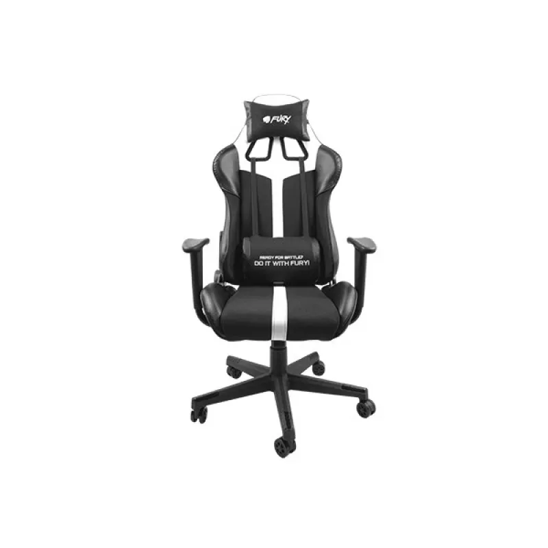 Silla gaming FURY Avenger XL Universal con asiento acolchado negro y blanco