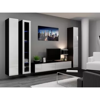 Armario cerrado Cama VIGO '180' 180/40/30 blanco/negro brillo