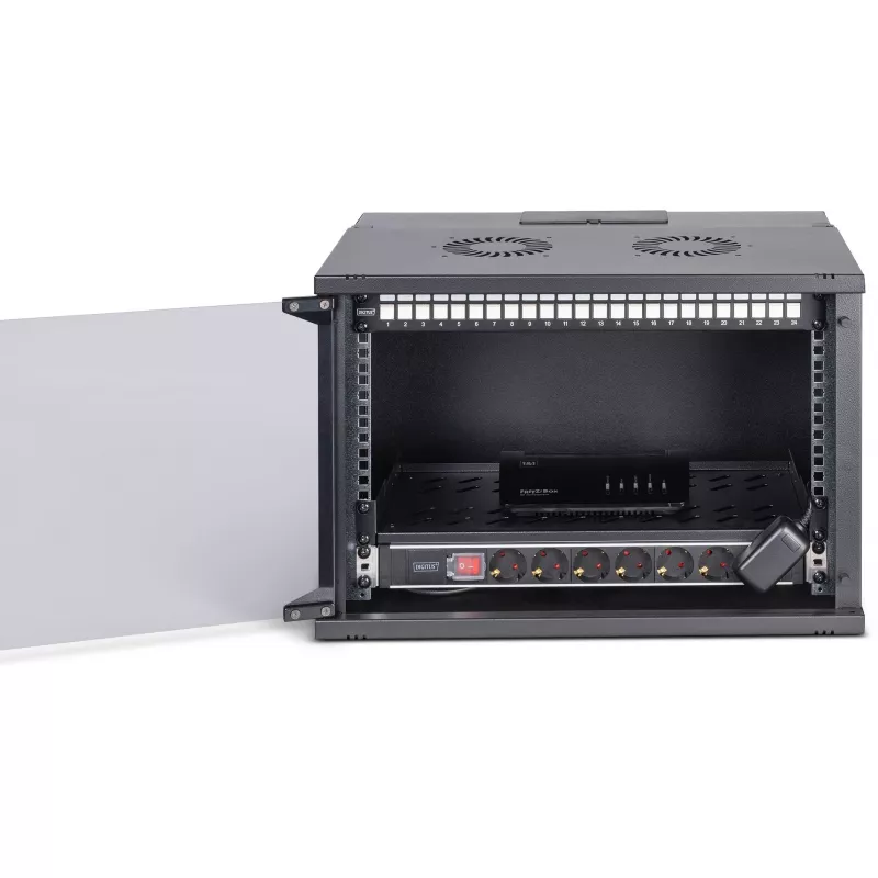 DIGITUS SOHO Pro DN-49203-SET 19" 7U set de red para montaje en pared con accesorios, 540 x 400 mm, negro