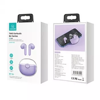 (Morado, auriculares Bluetooth 5.1) USAMS auriculares Bluetooth 5.1 inalámbricos TWS con control táctil, resistentes al agua para deporte, reducción de ruido