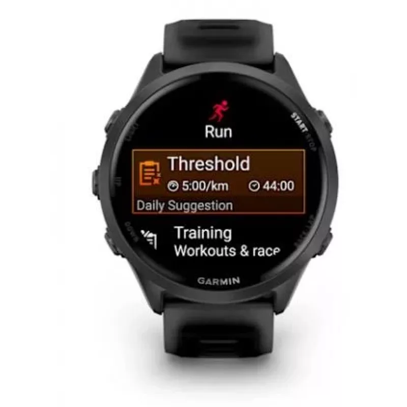 Smartwatch GARMIN Forerunner 570 — Caja de aluminio gris pizarra de 47 mm, correa de silicona negra translúcida