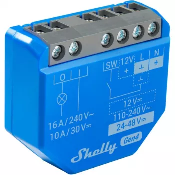 Interruptor inteligente Shelly 1 Gen4, inalámbrico, 240 V AC, Bluetooth 5.0/Wi‑Fi/ZigBee, carcasa de plástico, 42×16×37 mm, pack de 2