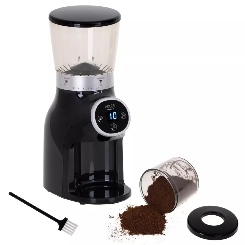Molino de café profesional, muelas de acero, 31 ajustes de molienda, Café 90g/m, Adler, AD4450, 300, negro