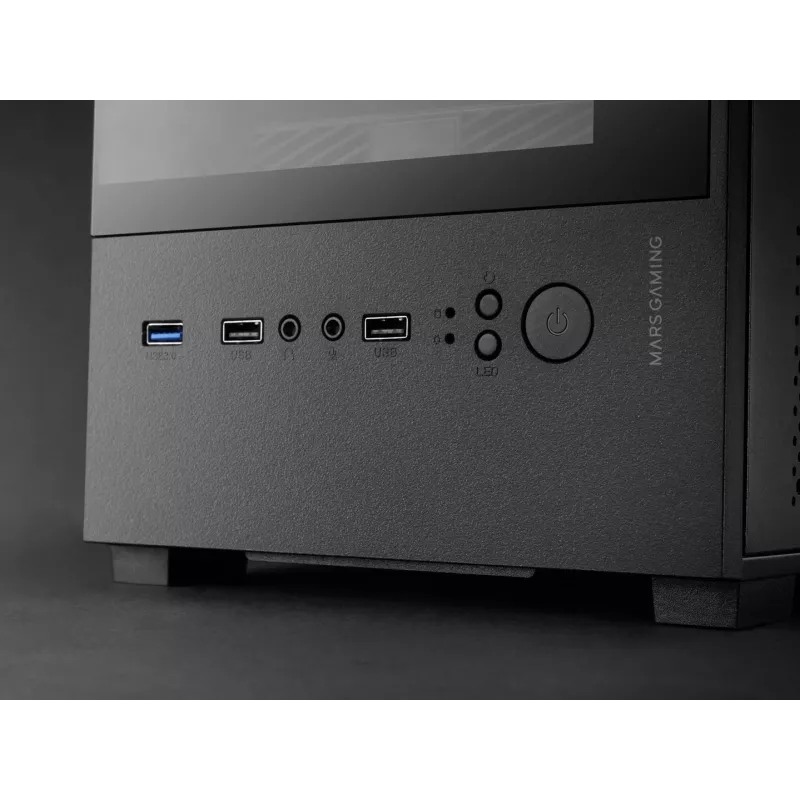 Caja para PC mini torre TACENS Mars Gaming MC-SE2 — Mini-ITX / Micro-ATX, negra, ventana lateral, fuente de alimentación inferior, compatible con 2x2,5