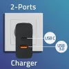 Qoltec 52381 Cargador Super Quick PD | 1xUSB-C | 1xUSB | 90W | 5-20V | 2,4-4,35A | negro