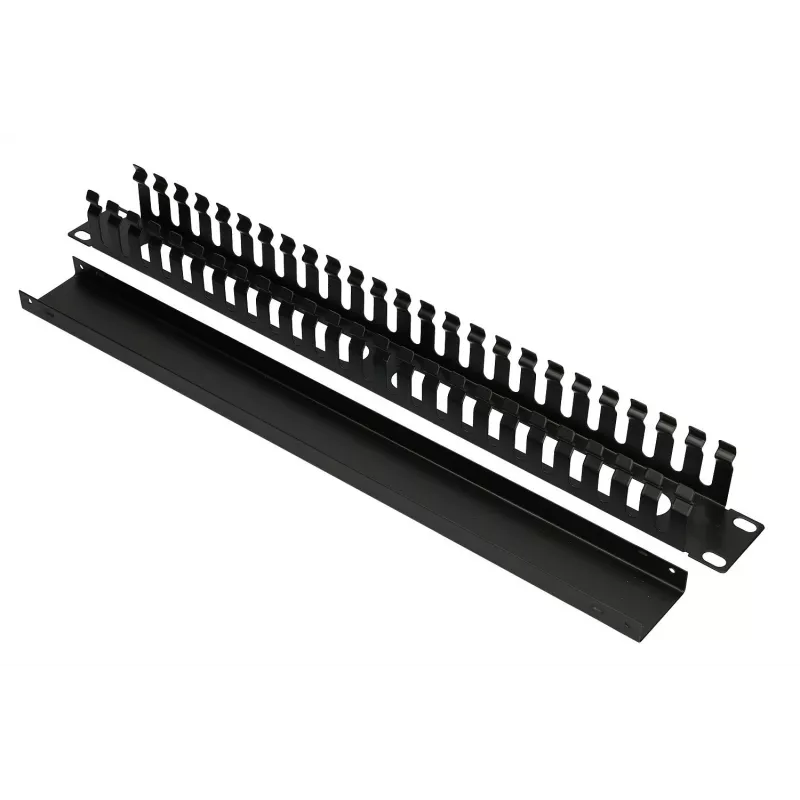 Panel de gestión de cables Extralink Cable MANAGER WITH METAL COVER negro metal 48,3 cm