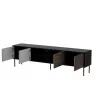 Mueble TV cama meble CORTINA 4D 200x40x55 cm, parte superior negra, frentes color nogal