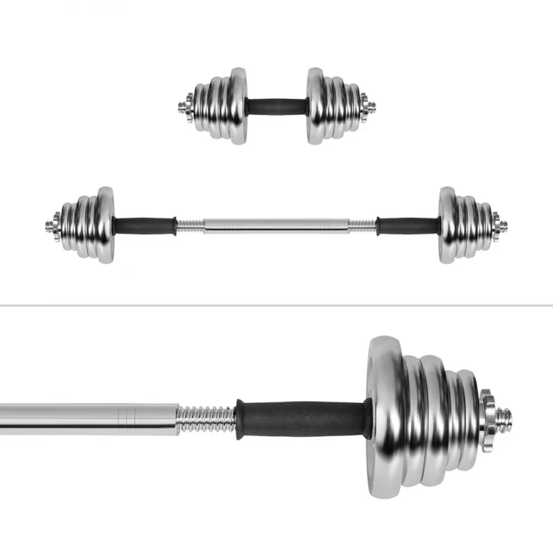 Mancuernas ajustables Rebel cromadas 20 kg con maletín y barras (2) — discos de 2,5 kg, 1,25 kg, 0,5 kg
