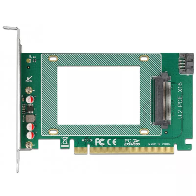 Delock - controladora de almacenamiento - 2.5 (6,4 cm) - U.2 NVMe / SATA 6Gb/s - 600MBps - PCIe 4,0 x16 (90051)