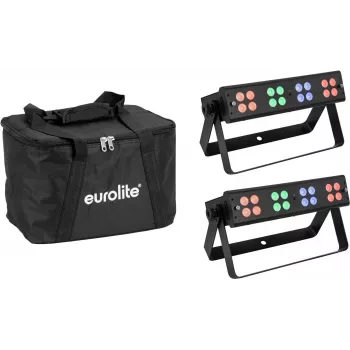 EUROLITE Set de 2x LED Silent Bar 16x4W RGB/WW con soft bag