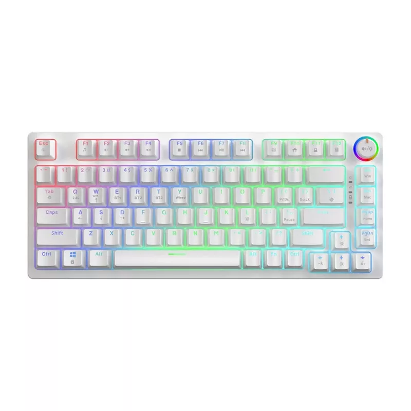 SAVIO PHENIX WHITE teclado mecánico inalámbrico, Gateron Red Pro, ABS