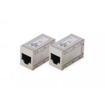Acoplador modular CAT 6 Digitus, blindado, 2 unidades, RJ-45, contactos dorados, plateado