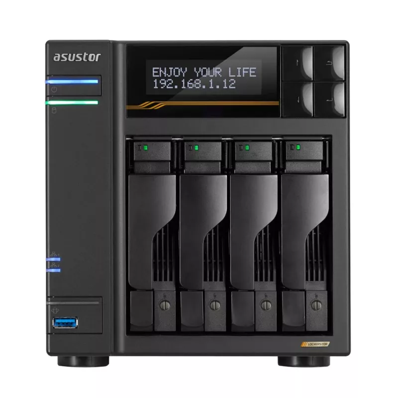 Asustor Lockerstor 4 Gen3 AS6804T NAS 4 bahías, AMD Ryzen V3C14, 16GB DDR5 ECC, 2x 10GbE + 2x 5GbE