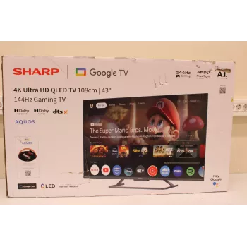 Smart TV Sharp 43HR7265E 43 pulgadas (108 cm) 4K UHD LED, Google TV, WLAN, HDMI/USB/RJ45 – Negro – Embalaje dañado
