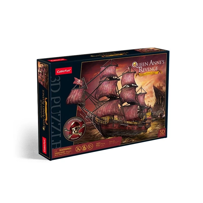 Puzle 3D cubicfun Queen Anne's Revenge Anniversary Version – modelo 306-T4040H, barco de colección para montar
