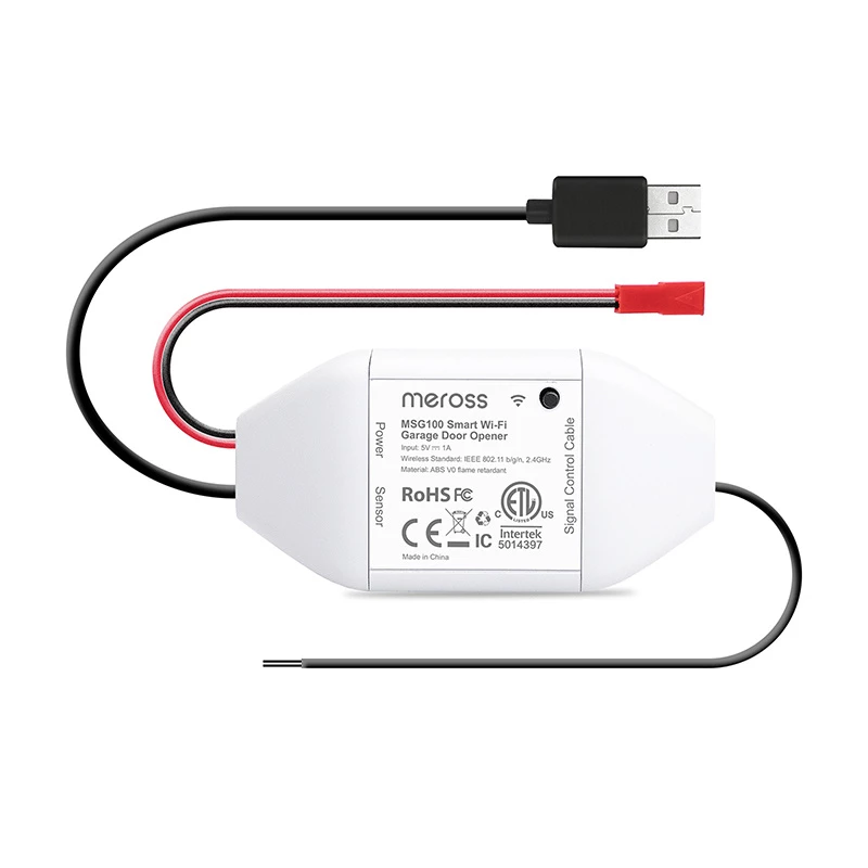 Interruptor inteligente para puerta de garaje Meross MSG100HK compatible con HomeKit — control WiFi para puerta de garaje de una hoja
