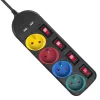 Regleta MACLEAN MCE229B — 4 tomas AC, 2× USB-A, cable de 1,5 m, 10 A, tipo F, interior, negra