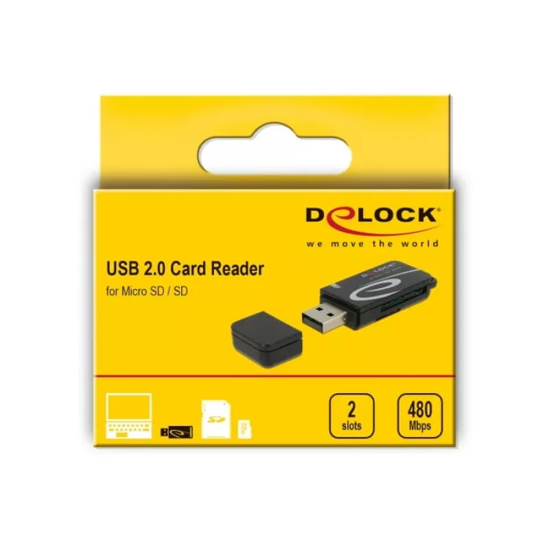 Lector de tarjetas DeLOCK Mini USB 2.0 con ranura SD y micro-SD