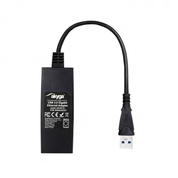 Adaptador USB 3.0 a Gigabit Ethernet Akyga AK-AD-31, RJ45, cable de 15 cm, negro