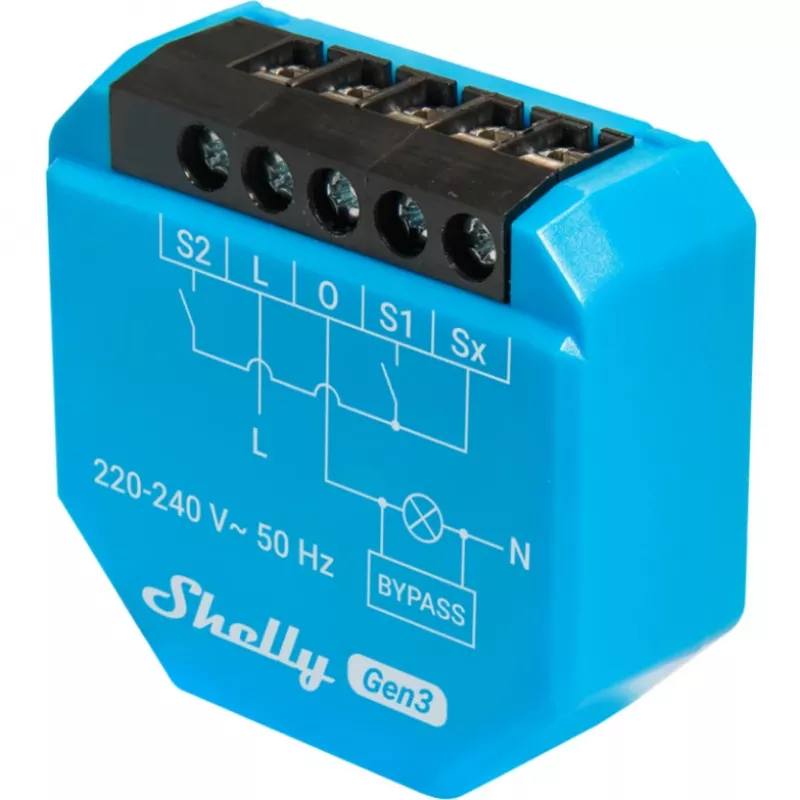 Controlador de iluminación WLAN Shelly Shelly_1L_Gen3 — módulo de 1 canal sin neutro, 220–240 V, WLAN/Bluetooth, 802.11 b/g/n