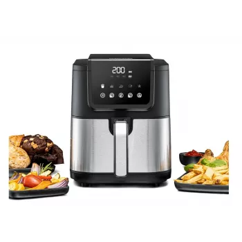 Freidora de aire Rommelsbacher FRH 1500 — 5 L, 1500 W, acero inoxidable/negro