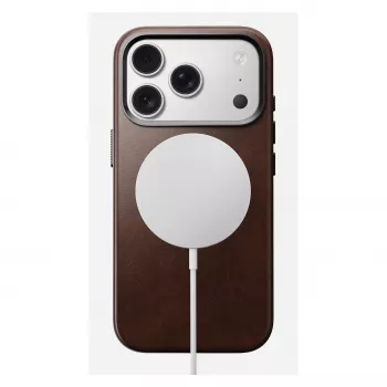Funda para móvil Nomad Traditional Leather Case para iPhone 17 Pro, cuero-microfibra, compatible con 6,3 pulgadas (16 cm), marrón