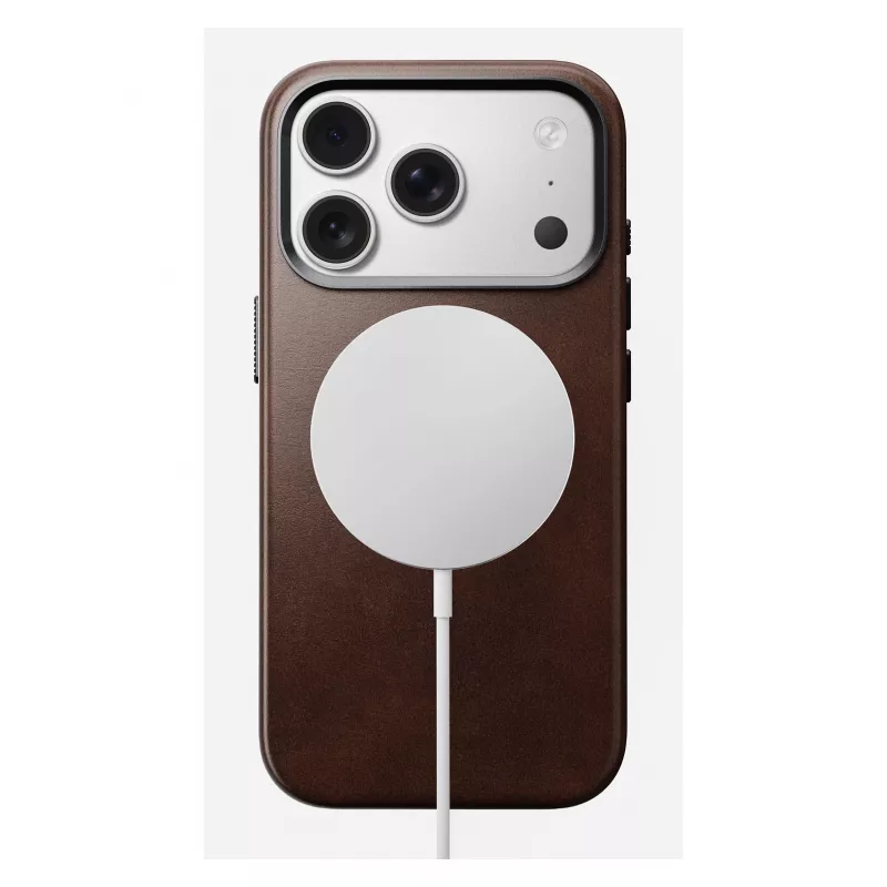 Funda para móvil Nomad Traditional Leather Case para iPhone 17 Pro, cuero-microfibra, compatible con 6,3 pulgadas (16 cm), marrón