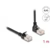 Cable de red RJ45 DeLOCK Cat.6A S/FTP delgado 90° hacia arriba en ángulo 1 m negro