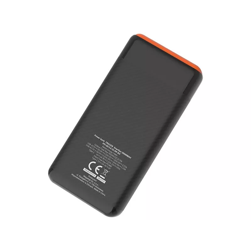 Cargador portátil TRACER EnerGen 20000 mAh, Power Delivery 20W, entrada USB-C, 2 salidas USB-A, soporte para 3 dispositivos, naranja
