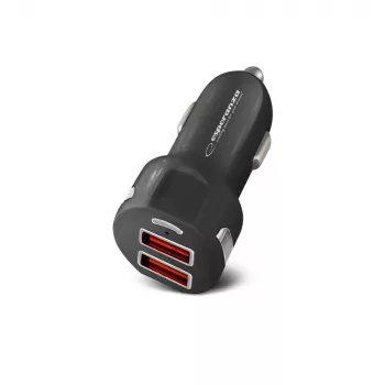 Cargador para coche ESPERANZA EZ110 negro – entrada 12–24 V, 2× USB-A 2,1 A, Quick Charge 3.0, 36 W